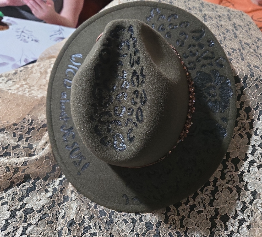 Olive Green Leopard Print Hat